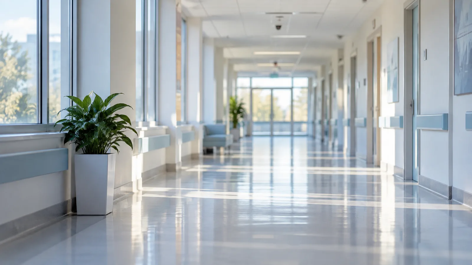 Hol de spital liniștit și luminos